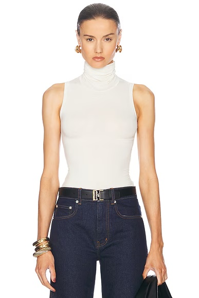 Turtleneck Tank in 2nd Skin Jersey Cream