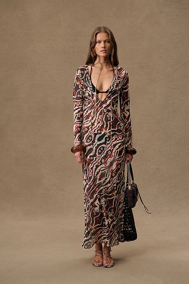 for FWRD Magy Dress Brown & Cream