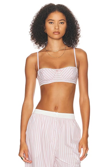 Wide Stripe Poplin Bra Mauve Stripe