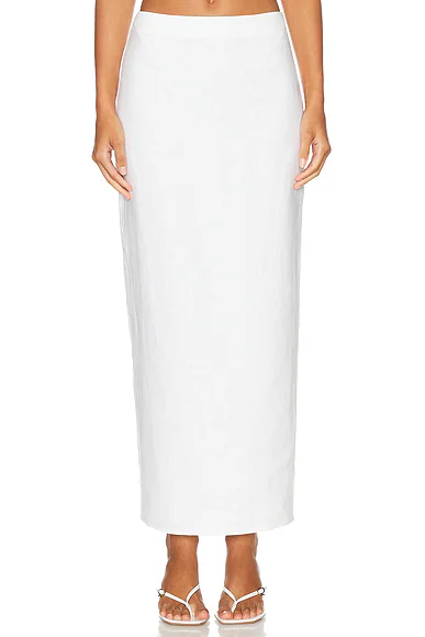 Linen Maxi Skirt Natural White