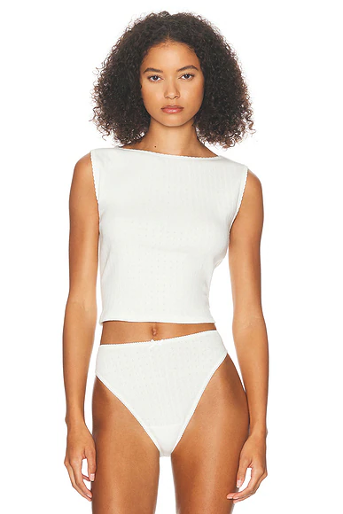 Pointelle Muscle Tank White