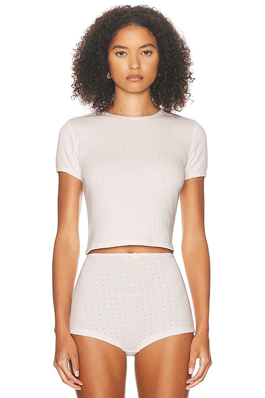 Pointelle Baby Tee Barely Pink