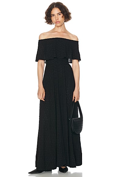 Petite Eyelet Garden Midi Dress Black