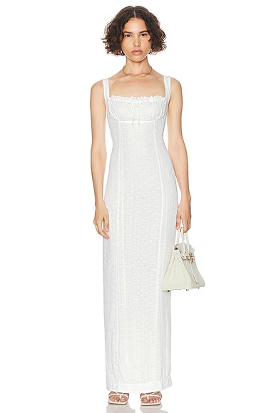 Petite Eyelet Column Dress White