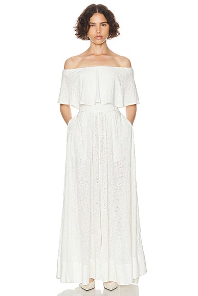 Petite Eyelet Garden Midi Dress White