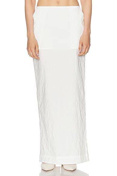 Crinkle Maxi Skirt White