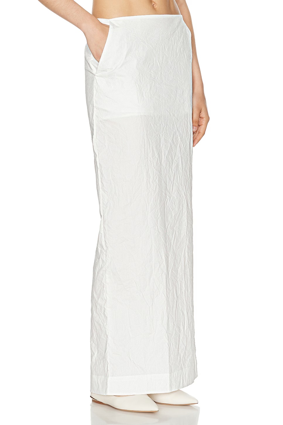 Crinkle Maxi Skirt White