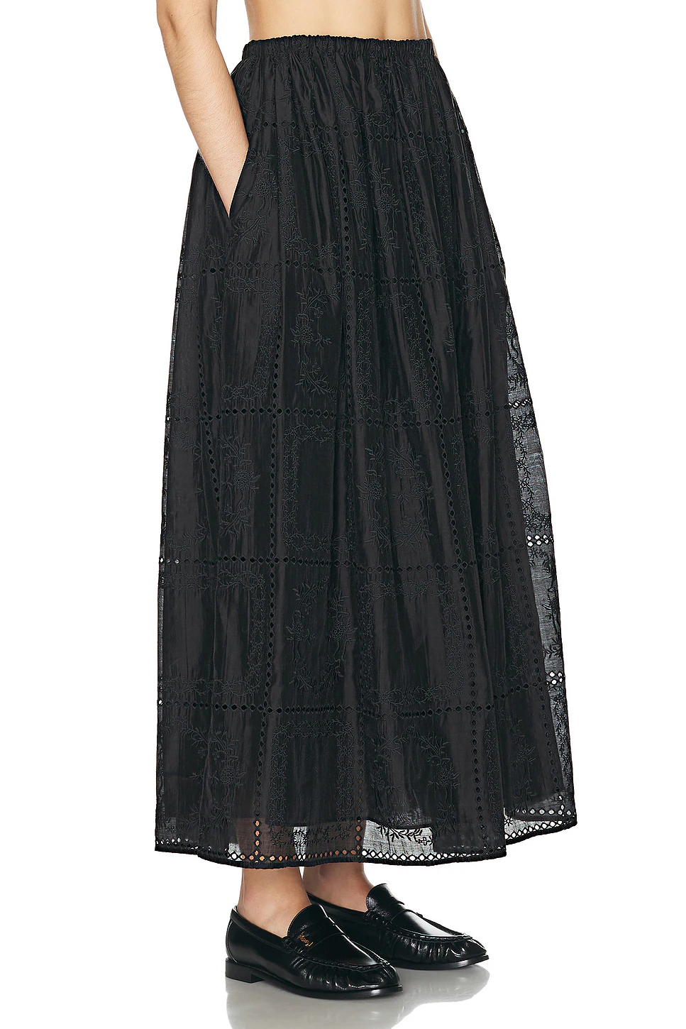 Handkerchief Midi Skirt Black