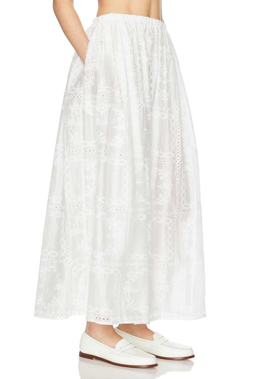 Handkerchief Midi Skirt White