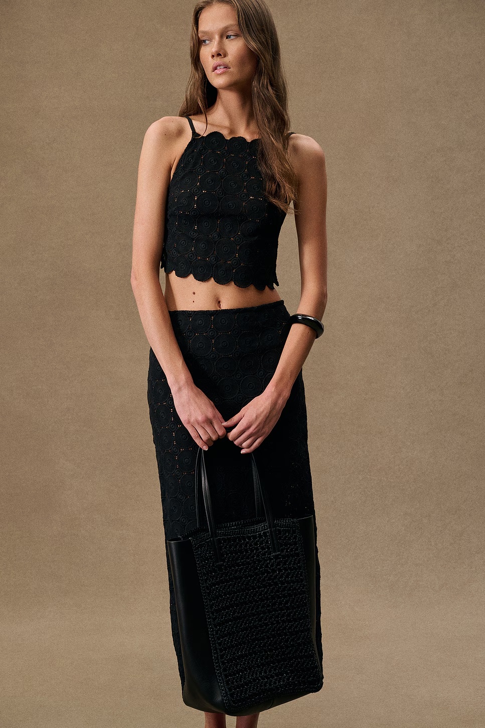 For Fwrd Doily Backless Top Black
