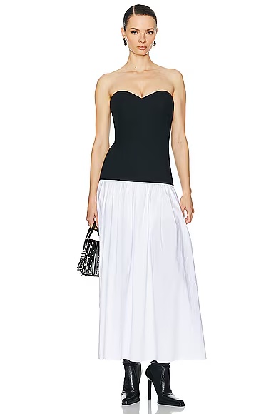 Faille Colorblock Midi Dress Black & White