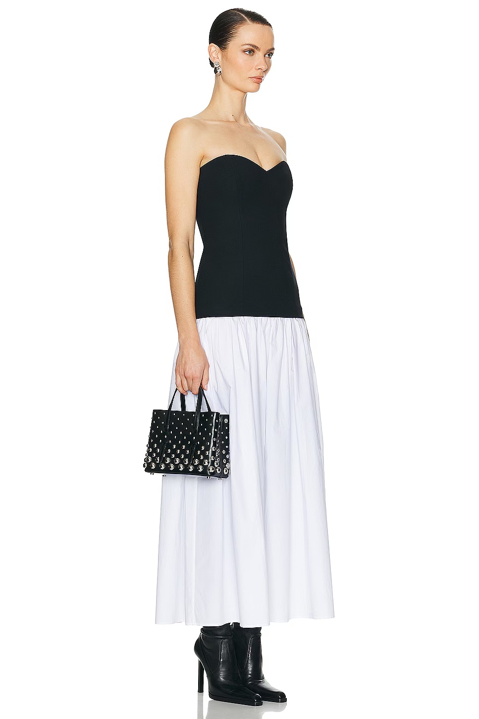 Faille Colorblock Midi Dress Black & White