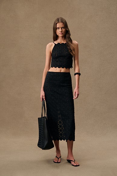 For Fwrd Doily Column Skirt Black