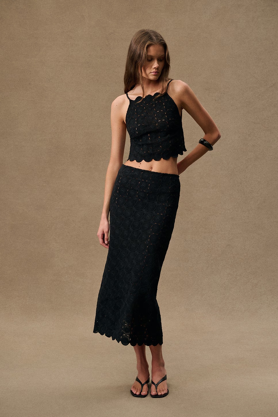 For Fwrd Doily Column Skirt Black