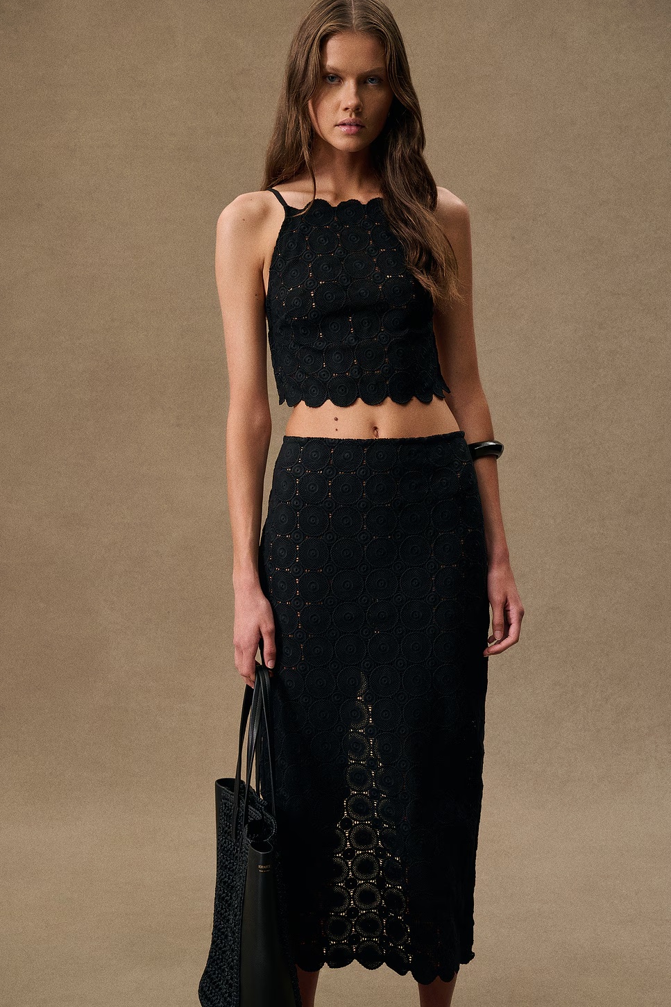 For Fwrd Doily Column Skirt Black