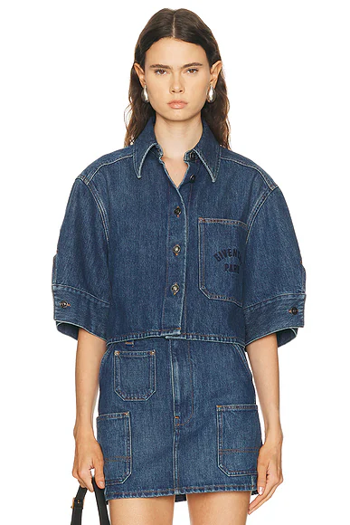 Cocoon Short Sleeves Shirt Medium Blue