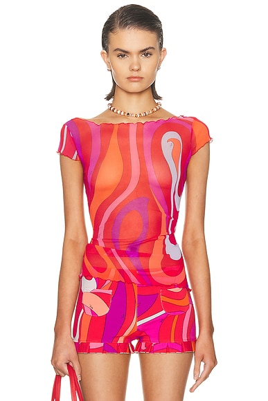Cap Sleeve Top Corallo & Fuxia