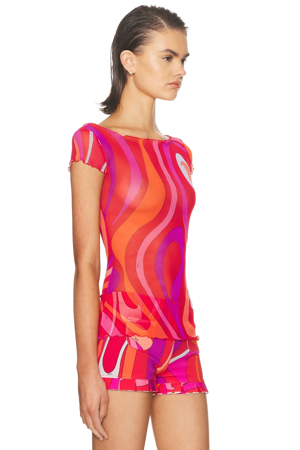 Cap Sleeve Top Corallo & Fuxia