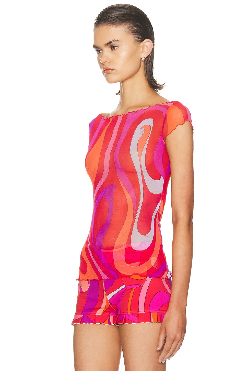 Cap Sleeve Top Corallo & Fuxia