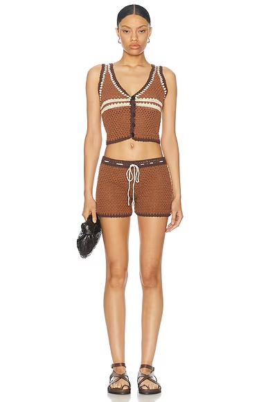 For Fwrd Vest & Short Set Brown