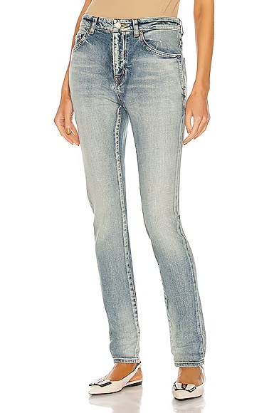 Medium Waist Skinny Jeans Bright Blue