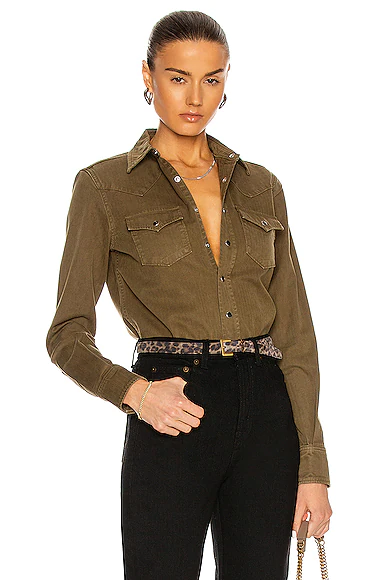 Denim Shirt Khaki Stone Wash