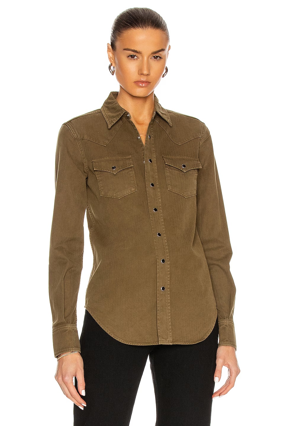 Denim Shirt Khaki Stone Wash