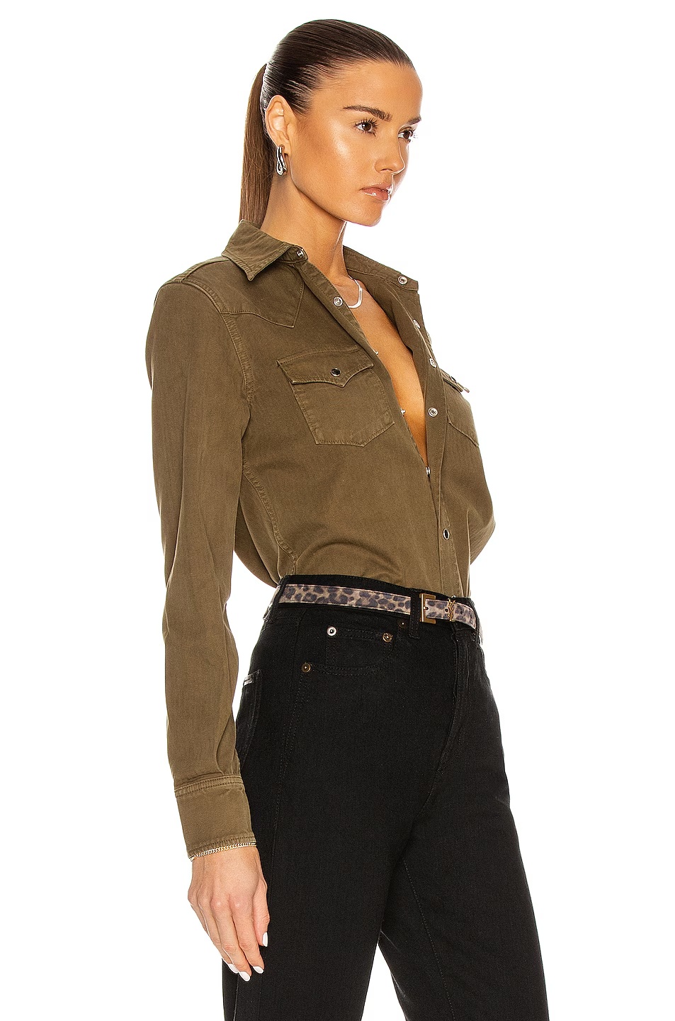 Denim Shirt Khaki Stone Wash