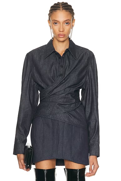 Long Sleeve Top in Undone Blue Raw Blue