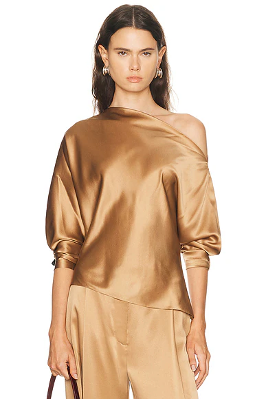 Off Shoulder Long Sleeve Top Chestnut