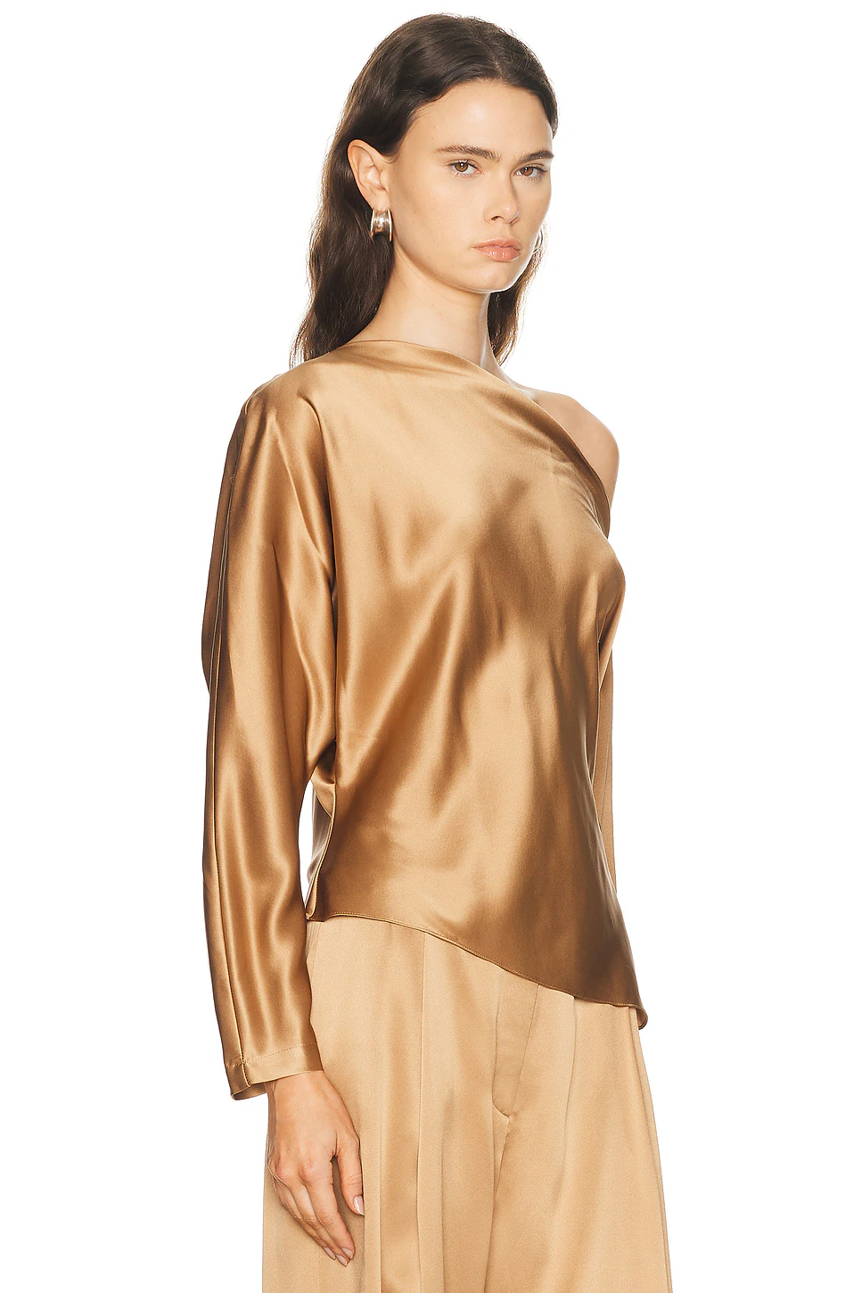 Off Shoulder Long Sleeve Top Chestnut