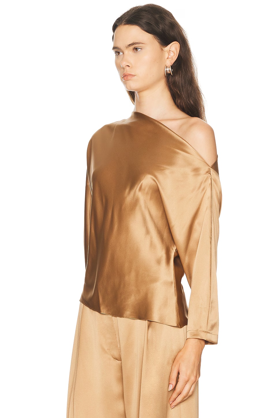 Off Shoulder Long Sleeve Top Chestnut