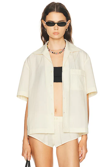 Short Sleeve Pajama Shirt Off White