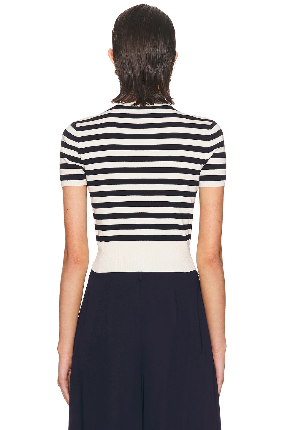 Short Sleeve Cardigan Lux Cream & Icon Navy