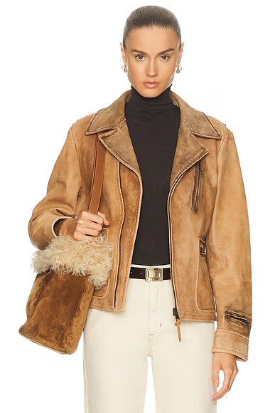 Gibbons Moto Jacket Distressed Brown