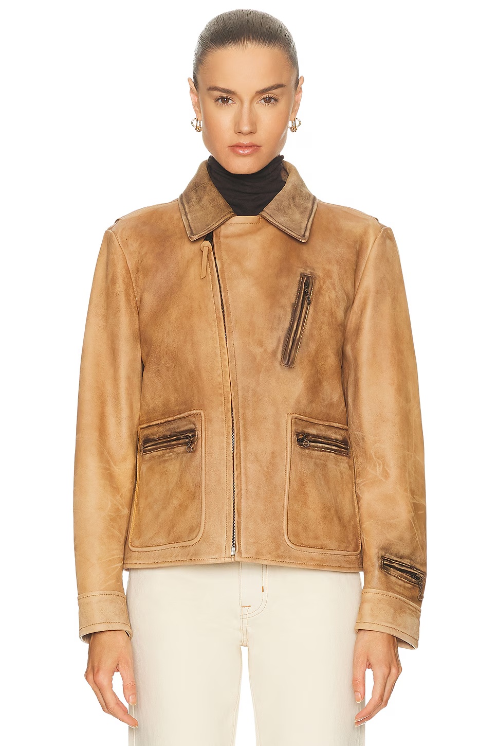 Gibbons Moto Jacket Distressed Brown