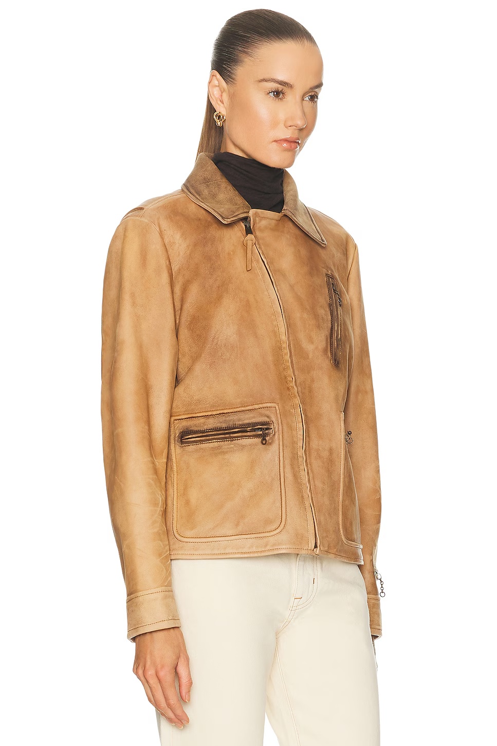 Gibbons Moto Jacket Distressed Brown