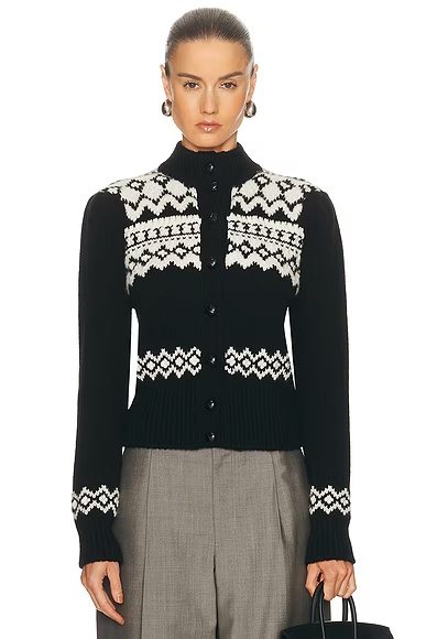 Cropped Cardigan Black & Cream