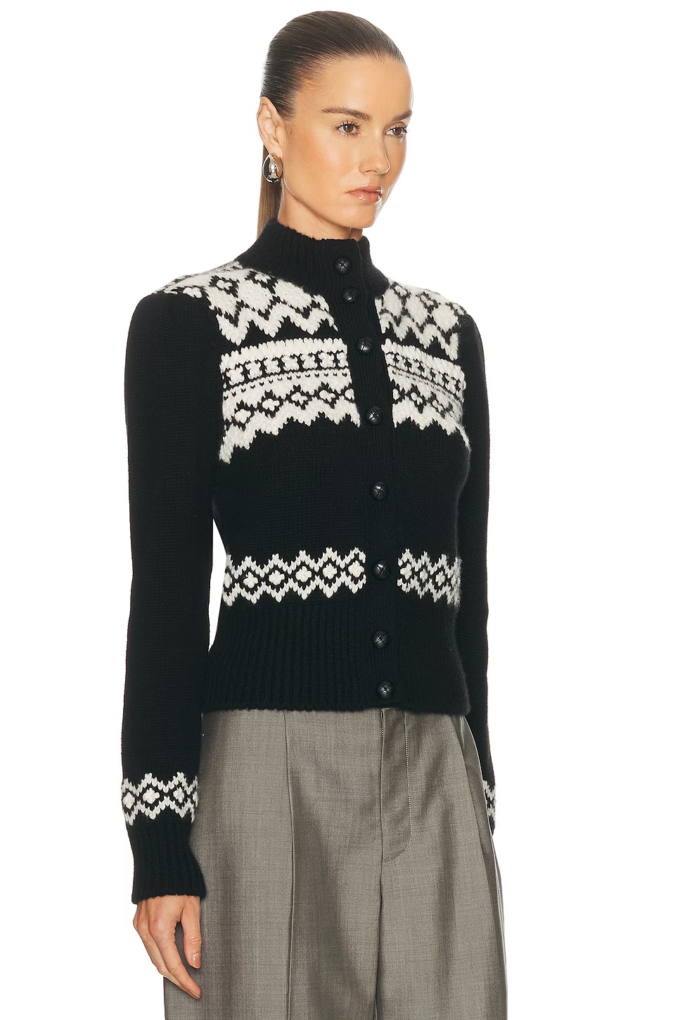 Cropped Cardigan Black & Cream