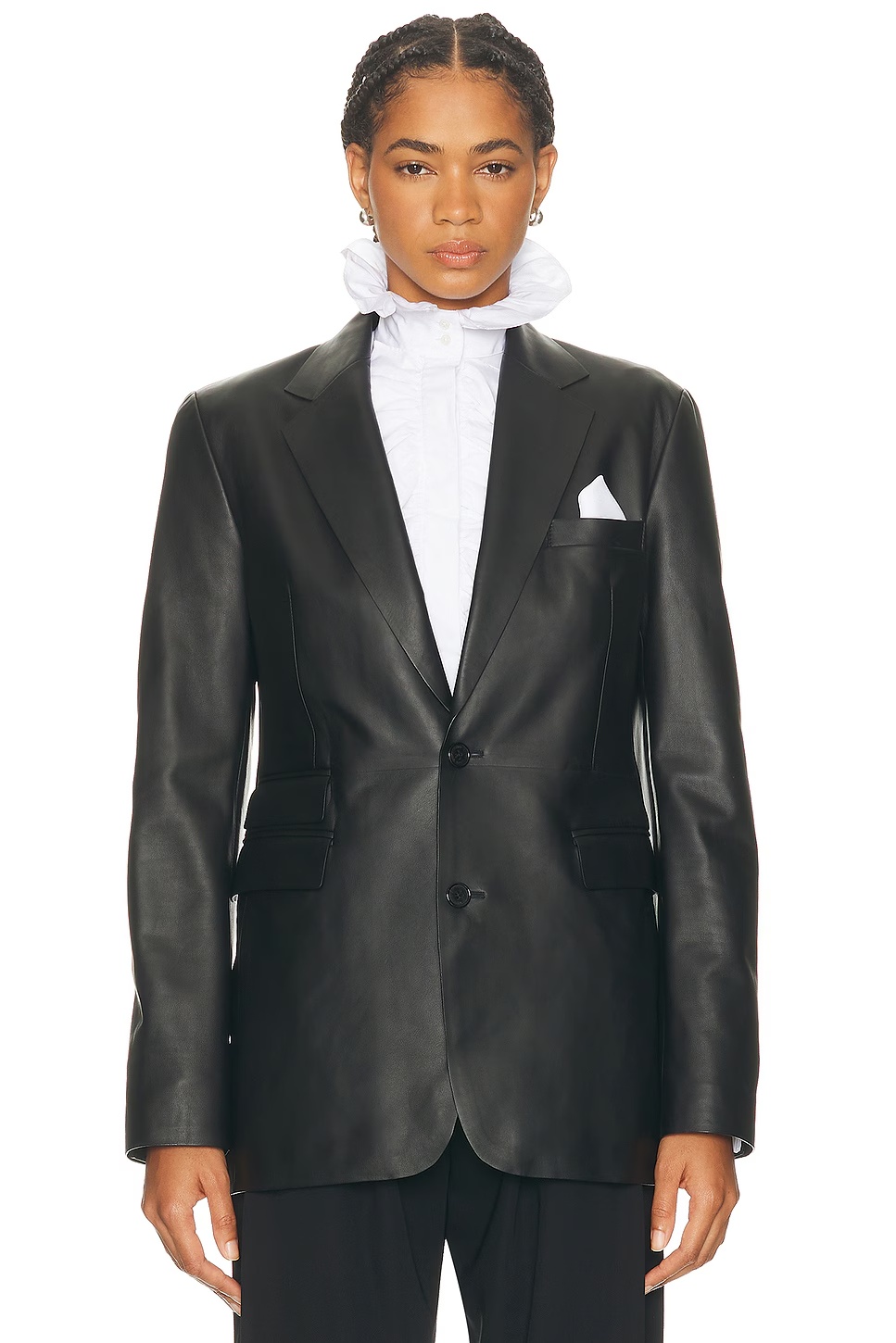 Eli Leather Blazer Black