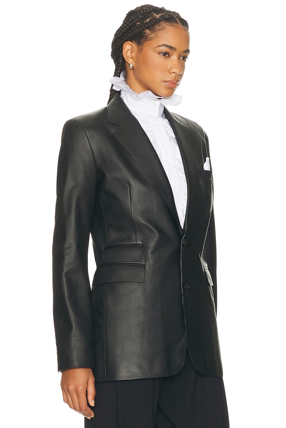 Eli Leather Blazer Black