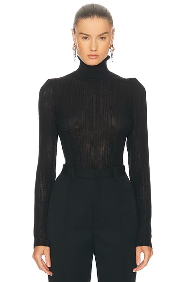 Long Sleeve Turtleneck Top Black