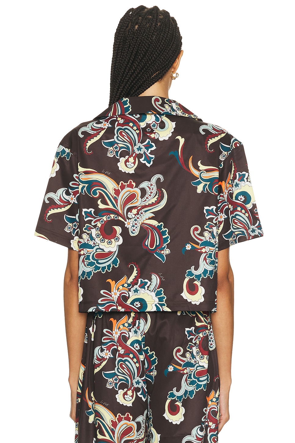 Ruby Short Sleeve Boxy Shirt Coffee Paisley