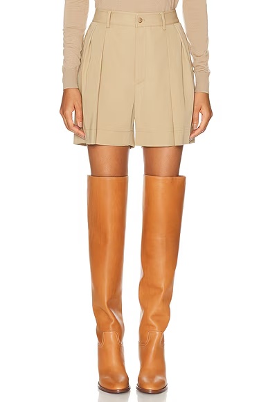 Sherri Wool Gabardine Short Tan