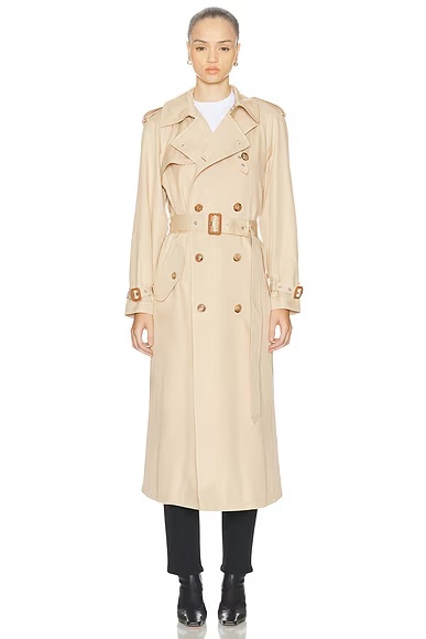 Alecia Silk-Cotton Trench Coat Light Tan