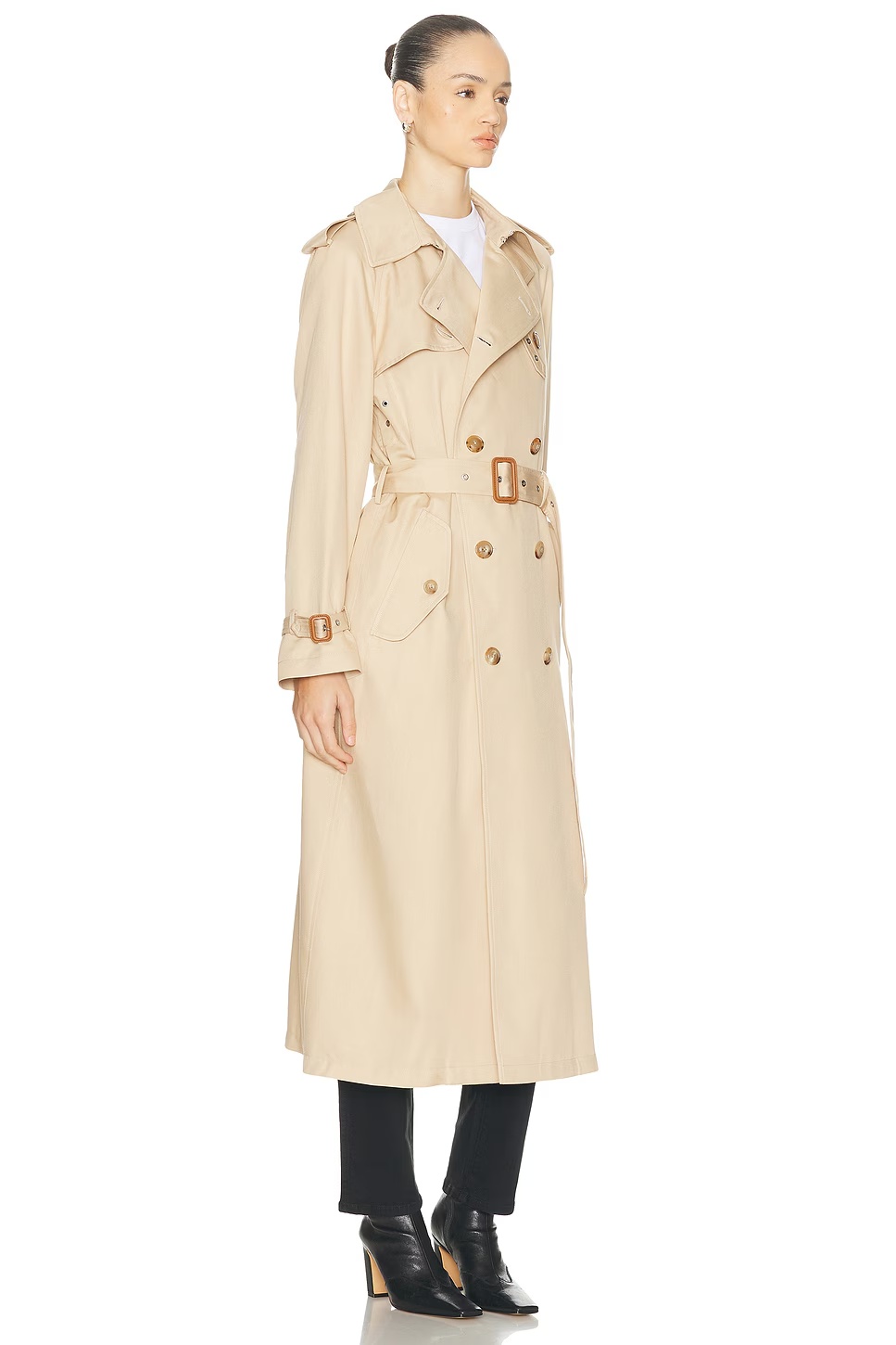 Alecia Silk-Cotton Trench Coat Light Tan