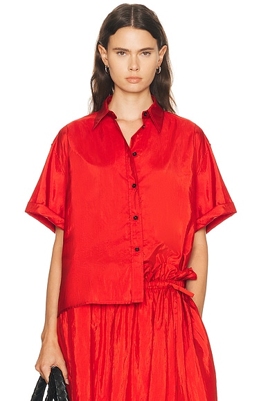 Short Sleeve Button Up Top Flame