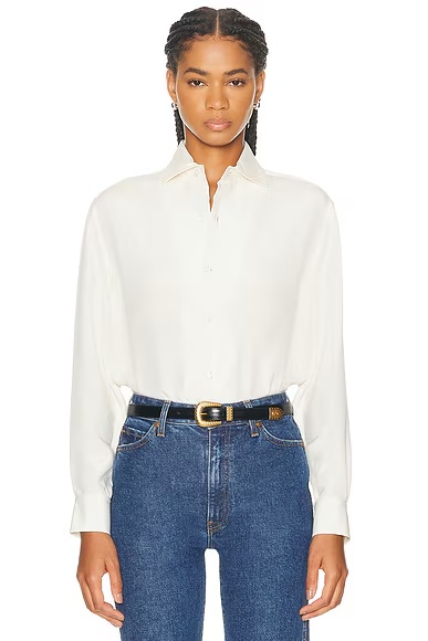 Capri Relaxed Fit Silk Marocaine Shirt Lux Cream