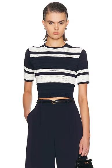 Short Sleeve Top Icon Navy & Lux Cream