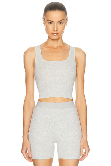 Cotton Rib Tank Top Light Heather Grey